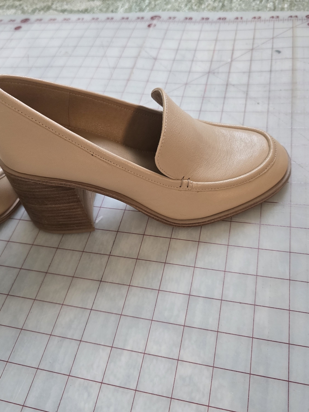 Crown Vintage Beige Leather Block Heel Loafer